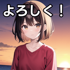 Sunset sky and girls