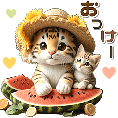 Summer heatwave tiger and cat