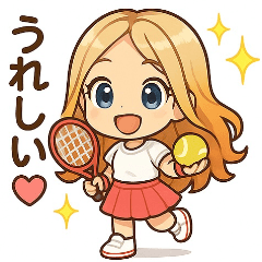 可愛いテニス女子の夏用LINEスタンプ
