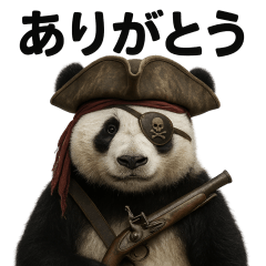 Surrealistic pirate panda sticker 002