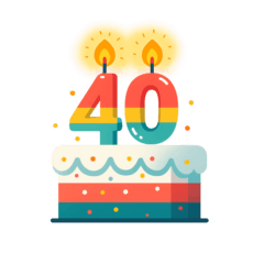 Bolo e velas com números (40–79)