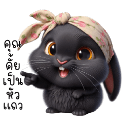 กระตุ่ยน้อยสีดำกับผ้าโพกหัว