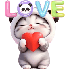 cute panda cap cat animation by keimaru