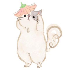 ゆるふわ＊くるりんしっぽの猫と花＊