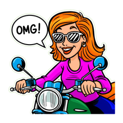 Motorcycle stamp of sunglass girls!
