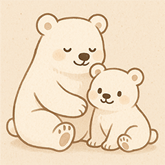 Polar bear and child heartwarming stamps