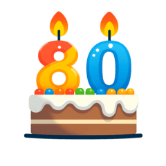 Bolo e velas com números (80–119)