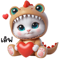 Chubby cheeked dinosaur cat