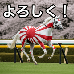 Race horse with Hinomaru flag design