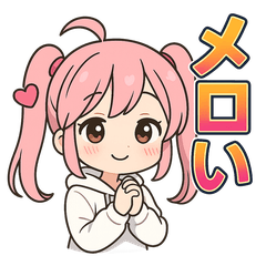 Cute pink hair twin tail girl stickers 2