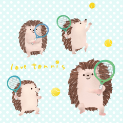 テニスが大好きなハリネズミのスタンプ