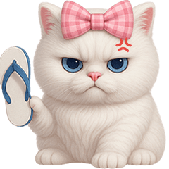 ❤️แมวขาว โบว์ชมพูลายสก็อต❤️