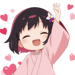 Black and fun pink kimono girl sticker