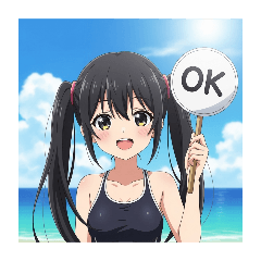 Black hair twin tails Japanese girl 2