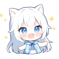 White cat x light blue girl sticker