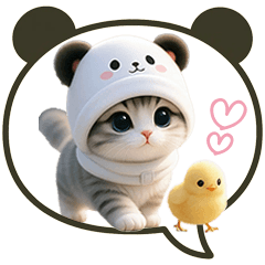パンダ帽が可愛い猫 見やすい吹き出し BIG