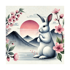 Stiker Kelinci Jepang yang Menenangkan