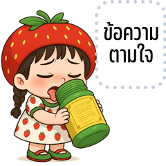 Message Stickers: Strawberry cute girl