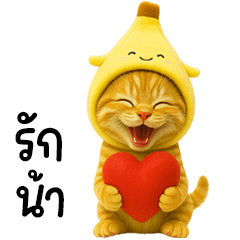 แมวส้มตัวน้อยหมวกกล้วยน่ารัก