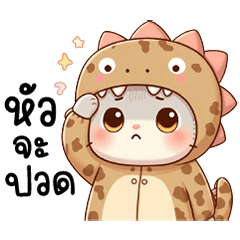 Dino cat, round, pastel color