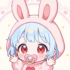 Light blue rabbit x baby sticker