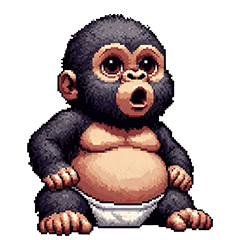 無言で伝えるちびぽちゃゴリラ