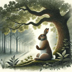 森のうさぎの合掌スタンプ・やすらぎを