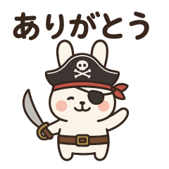 Surrealistic pirate rabbit sticker 001