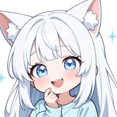 White Cat Girl Sticker