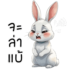 Cute and naughty white rabbit