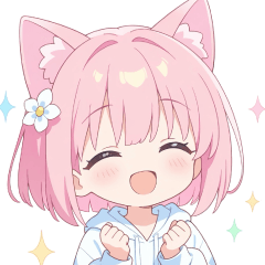 White pink cat ear hoodie girl sticker