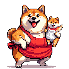 子どもに送る父母太っちょ柴犬