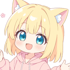 Yellow pink cat ear hoodie girl sticker