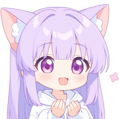 Girl sticker white purple cat ear hoodie