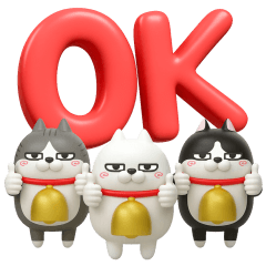 Three rubbing cats moving around in 3D