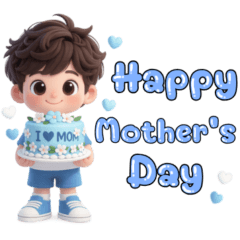 บลู เด็กผู้ชาย ลูกคุยกับแม่