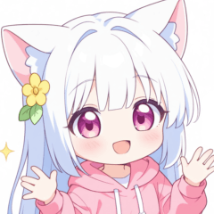 White pink cat ear hoodie girl  sticker