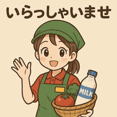 Cheerful Supermarket Staff Stickers