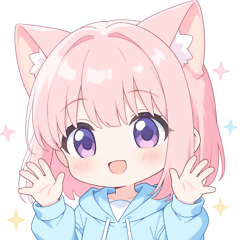 Girl sticker with pink cat ears hoodie