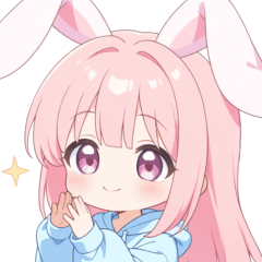 Girl with pink bunny ears hoodie sticker