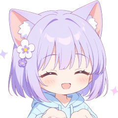 Girl sticker with purple cat ears hoodie