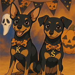 秋を楽しむミニチュアピンシャー