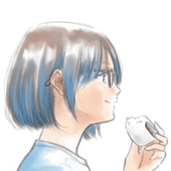 水彩風横顔スタンプ