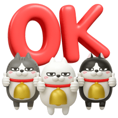 Moving 3D Three Rubbing Cats