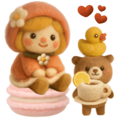 羊毛フェルト♡苺ちゃんとクマさん