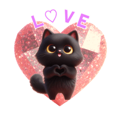 Cute 3D Black Cat