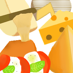 いろんな種類のチーズのスタンプ
