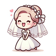 結婚と愛を祝うかわいい花嫁カートゥーンス