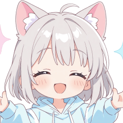 Light gray cat ear hoodie girl sticker