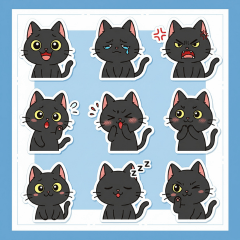 Chatty Black Cat Stickers